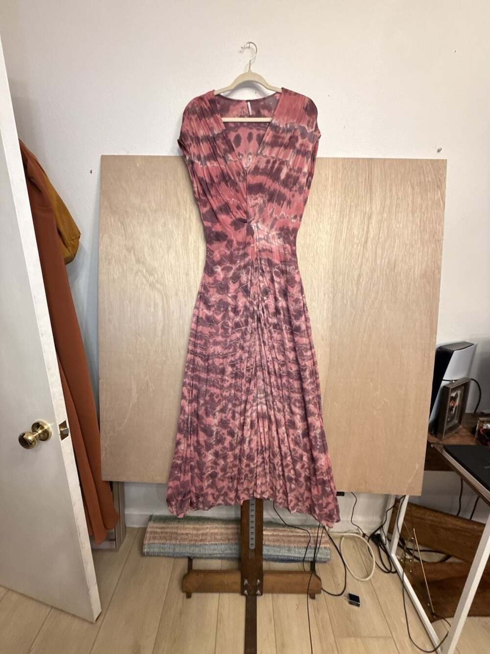 Y2K Young Fabulous & Broke Midi Dress Size M Pink Tie Dye